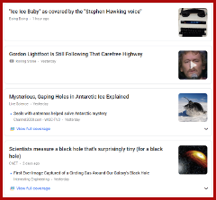 Four headlines picked at random from my Google News ’For You’ feed on June 12, 2019.