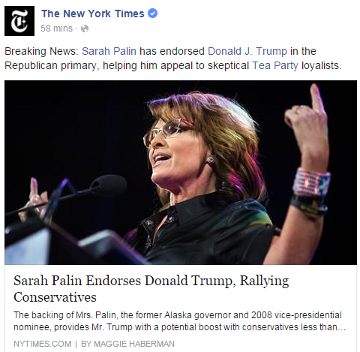 Palin endorses Trump