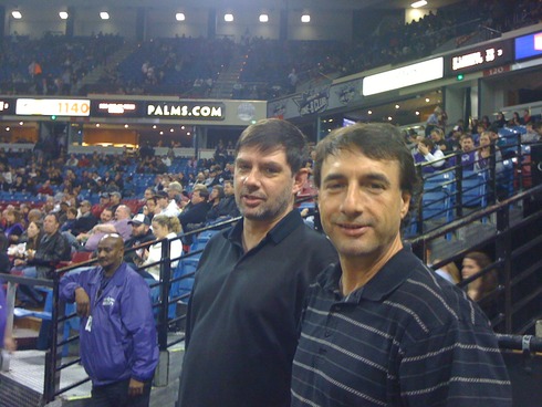 Jeff and me, standing near our seats on the baseline.